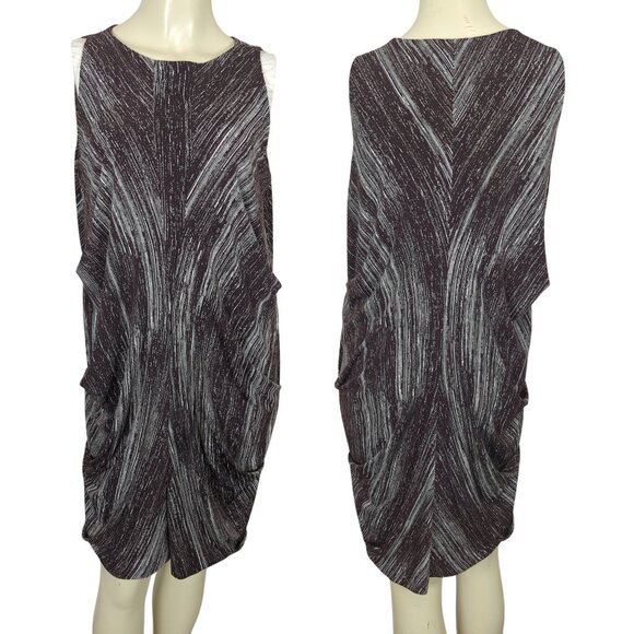 Vivienne Tam Women’s Brown White Dress Size M Abstract Print Sleeveless Draped - Picture 1 of 16